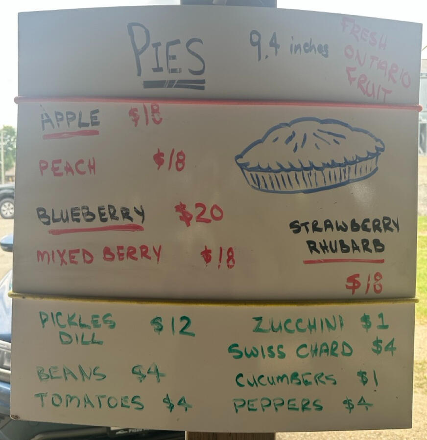 Flesherton Farmers' Market Menu